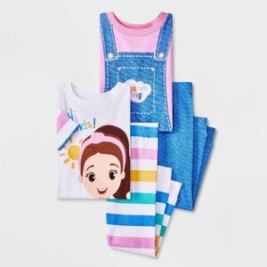 Ms. Rachel Toddler Girls' 4pc Short Sleeve Cotton Snug Fit Pajama Set